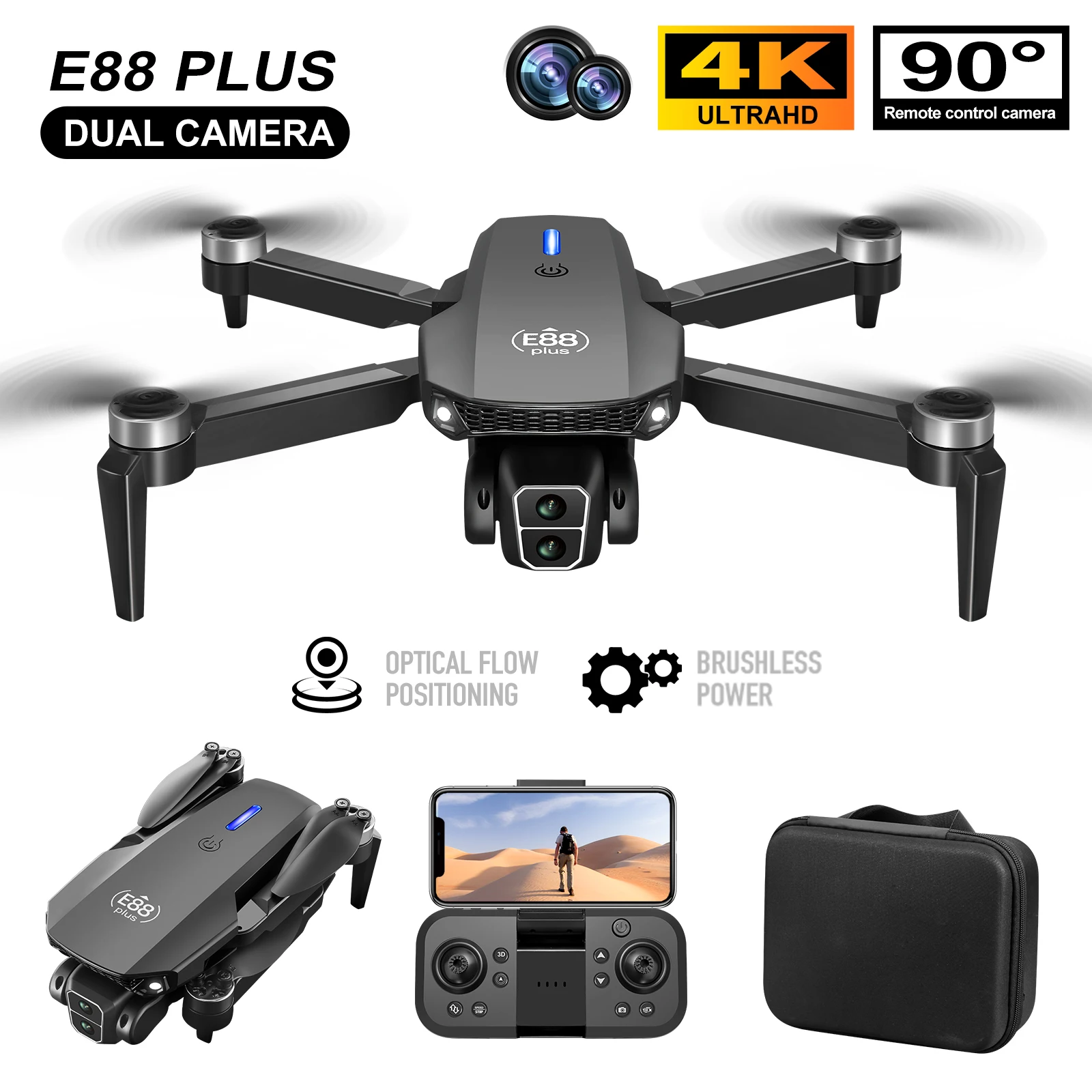 Drone Camera Hd - طائرة بدون طيار E88 Plus Quadcopter