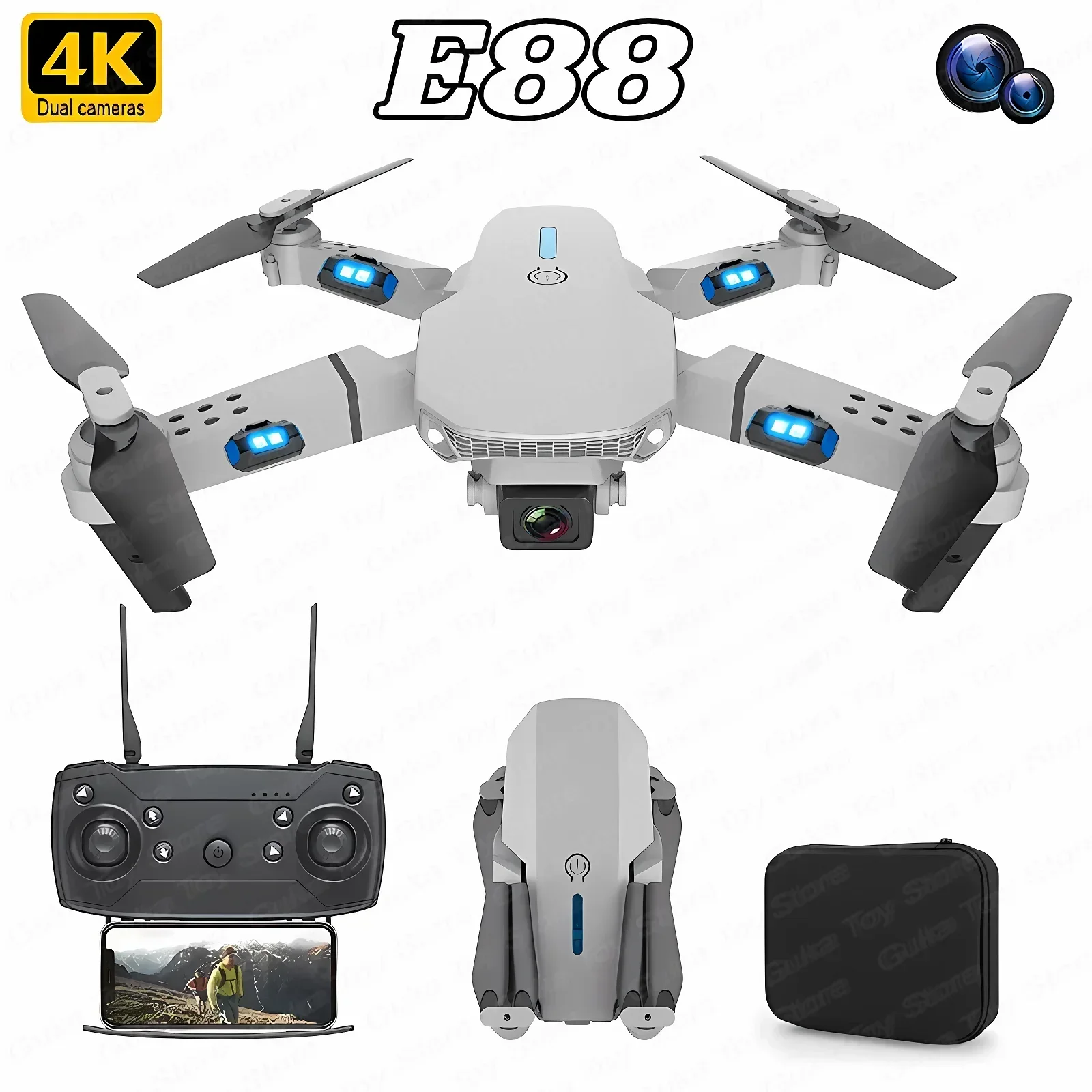 E88 Pro WIFI FPV الطائرة بدون  - مراجعة Drone Camera Wide Angle وسعره